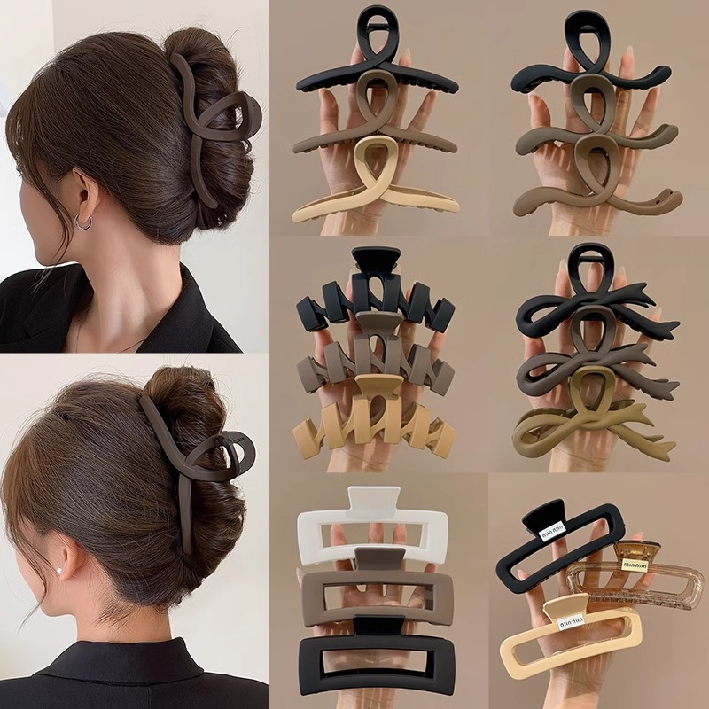 Clip de agarre simple de color curry para mujeres de tamaño grande en la parte posterior de la cabeza clip de tiburón 2025 nuevo clip de cabello tocado clip de cabello