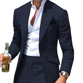 西装套装两件套韩服版修身款非洲跨境商务宴会主持服装伴郎新郎服