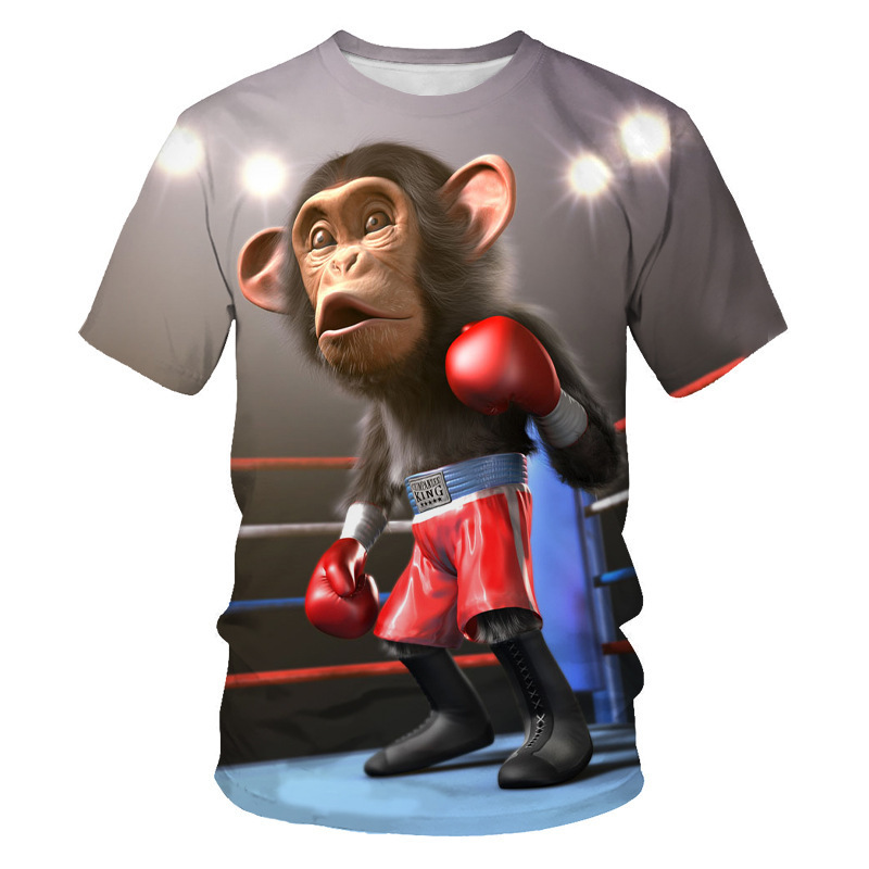 人気のトレンディなストリートオランウータン 3D 立体プリント T シャツメンズ半袖ルーズ多用途通気性ソース工場直販|undefined