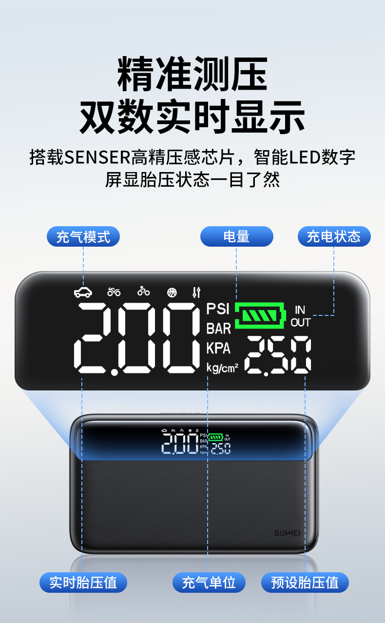 [N33] Buwei Car Emergency Starting Power Supply and Air Pump All-In-One Multifunctional Portable Power Bank