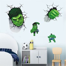 復仇者聯盟電影兒童房3D綠巨人牆貼自粘pvc漫威卡通動漫貼畫海報