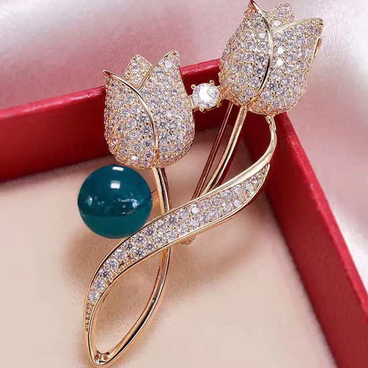 牡丹花9mm墨西哥琥珀蓝珀铜饰品胸针胸花珠宝蜜蜡文玩国检认证