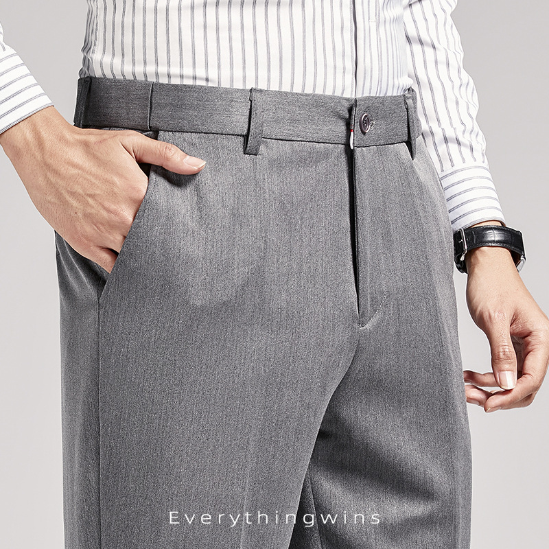 Pantalones de traje de los hombres de traje recto sin planchar pantalones de traje de los hombres image 4