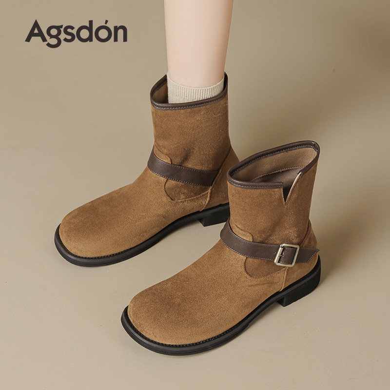 Augusto Lion Brown Bocan Boots mujer 2025 nuevo otoño con suela gruesa Meirard botas cortas botas medias botas occidentales Martin