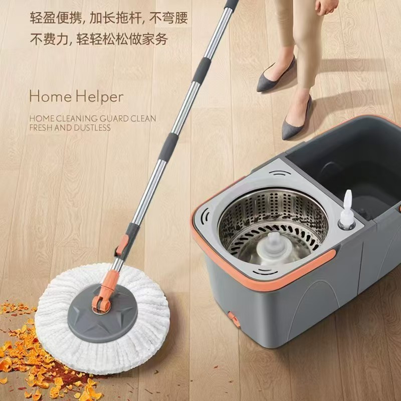 家用分离式旋转拖把脱水甩干手压双驱动旋转拖把免手洗拖把桶批发|undefined
