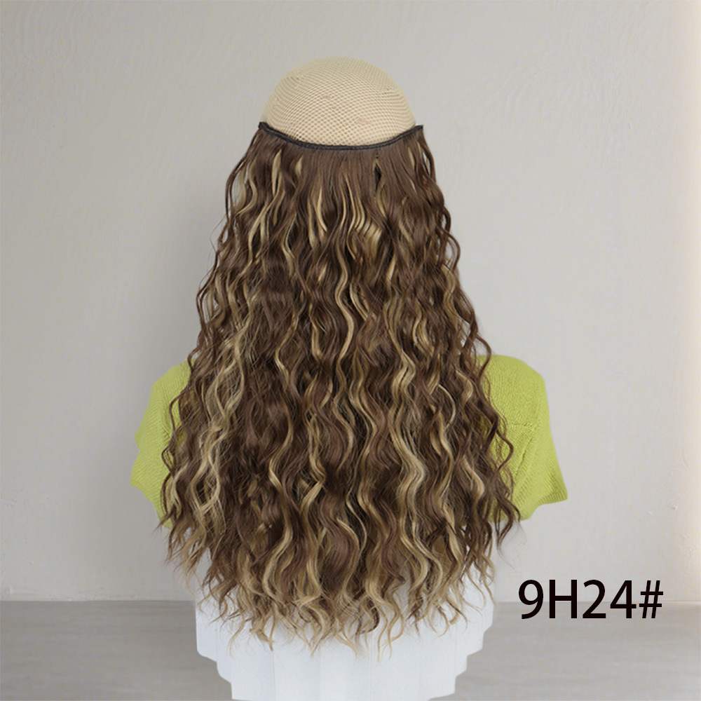 Comercio exterior europeo y americano, hoja de cabello ondulado de agua, en forma de U, 6 tarjetas, cabello con tarjeta, fibra química de alta temperatura, hoja de peluca de seda de maíz sin costuras en stock