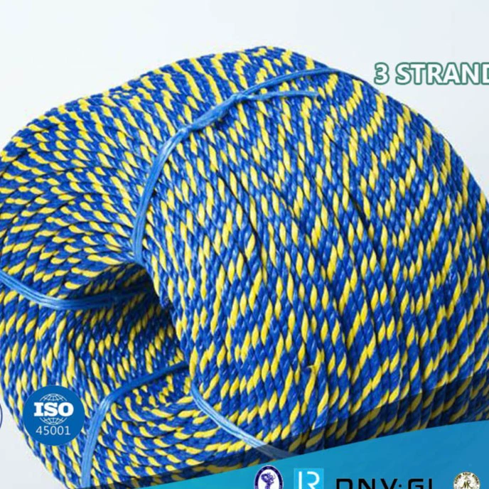 Трехжильный трос, веревка из химического волокна, обвязочная веревка, полипропилен, полипропиленовая веревка, полипропиленовая веревка, синий, желтый, смешанный