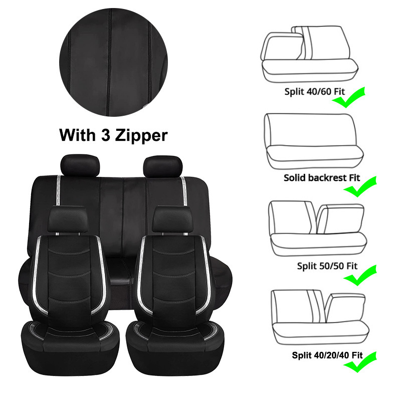 Pu Leather Car Seat Cover, Universal Anti-Stain and Anti-Scratch Protective Cover Suitable for Front and Rear Seats of Cars, Trucks, and Suvs