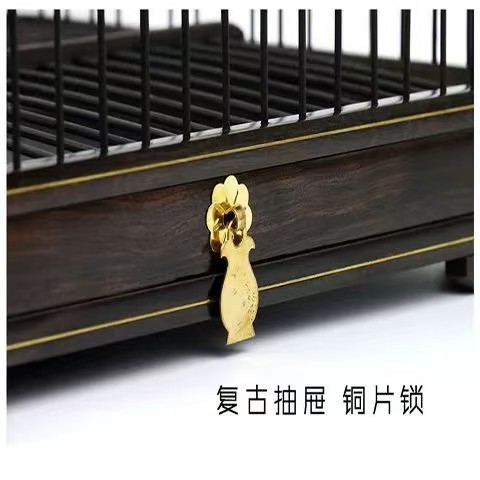厂家批发紫光檀血檀乌木方形绣眼玉鸟黄雀鸟笼紫光檀正方鸟笼子装|undefined