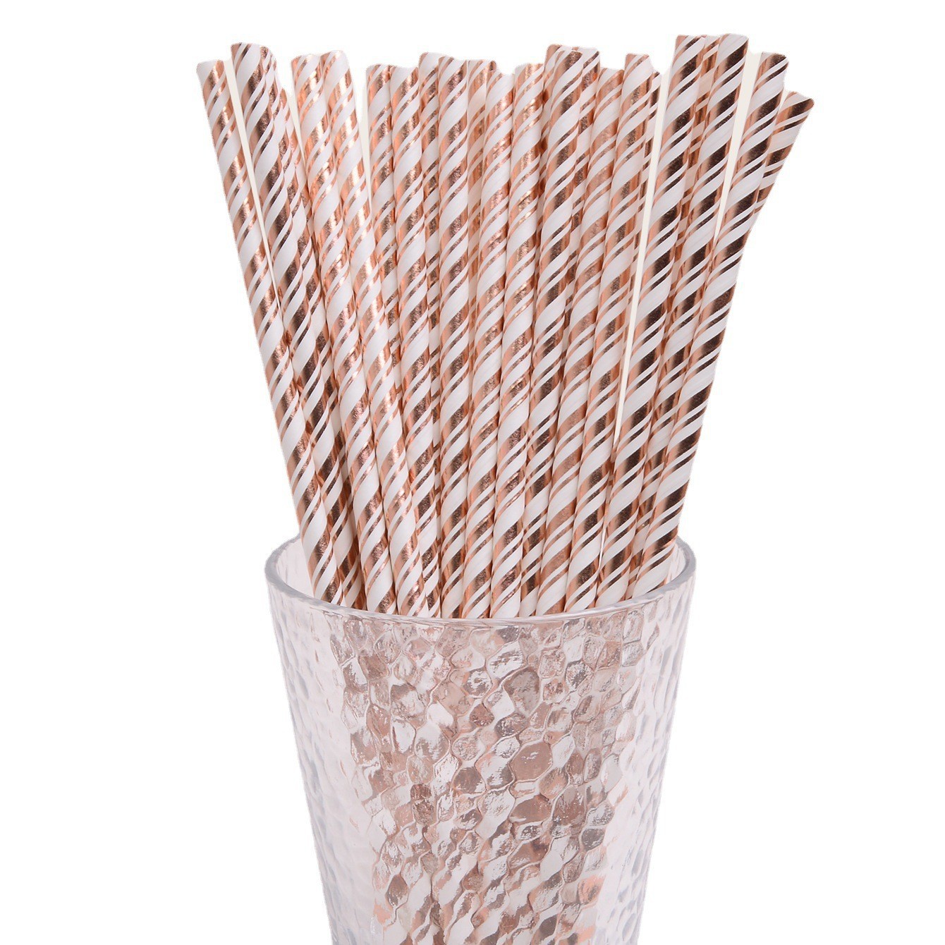 Una gran cantidad de en stock paja de papel desechable al por mayor paja de papel degradable dorado rayado oro rosa transfronterizo