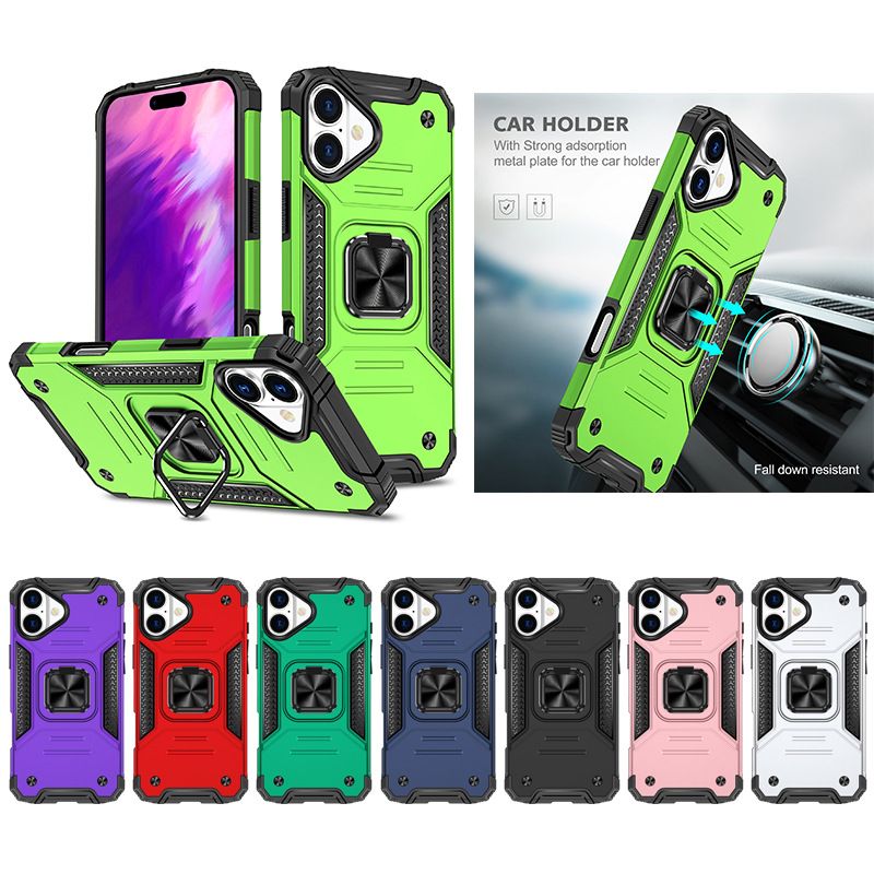 Suitable for Apple Ip16Plus Mobile Phone Case, Kemen Armor Sergeant Anti-Fall Ring, Car Magnetic Suction, Export E-Commerce Model
