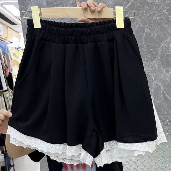 Black cotton shorts