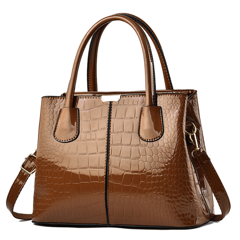 Bolso de mano de cuero brillante con diseño de piedras, modelo 2025, bolso sencillo para mujer, bolso de hombro y bandolera de gran capacidad, bolso imprescindible.