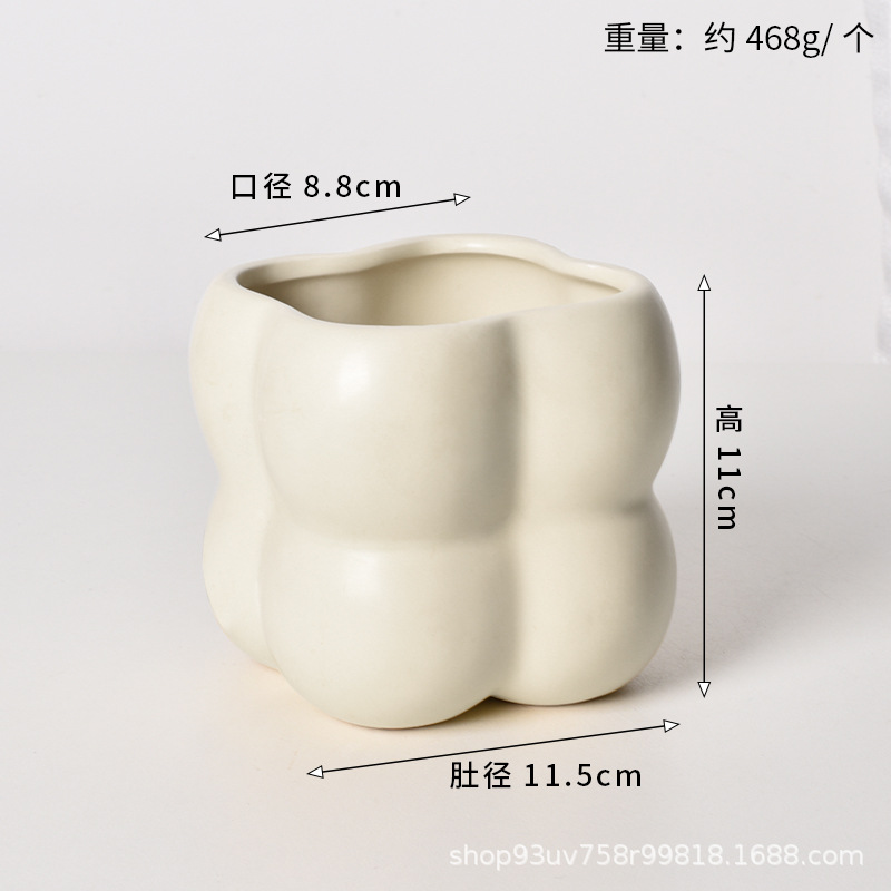 Pot de cerámica crema INS lujo ligero de alto nivel sensación de plantación de orquídeas mariposa simple orquídeas plantación de pot de porcelana blanca Dehua