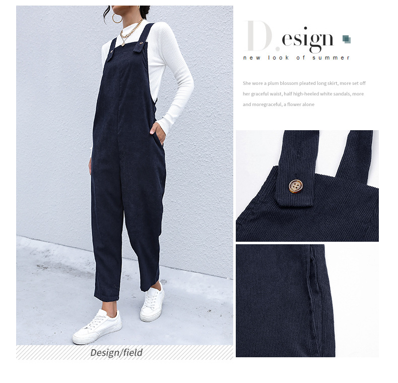 Pantaloni di velluto a coste caldi tinta unita Tuta ampia_voghion.com