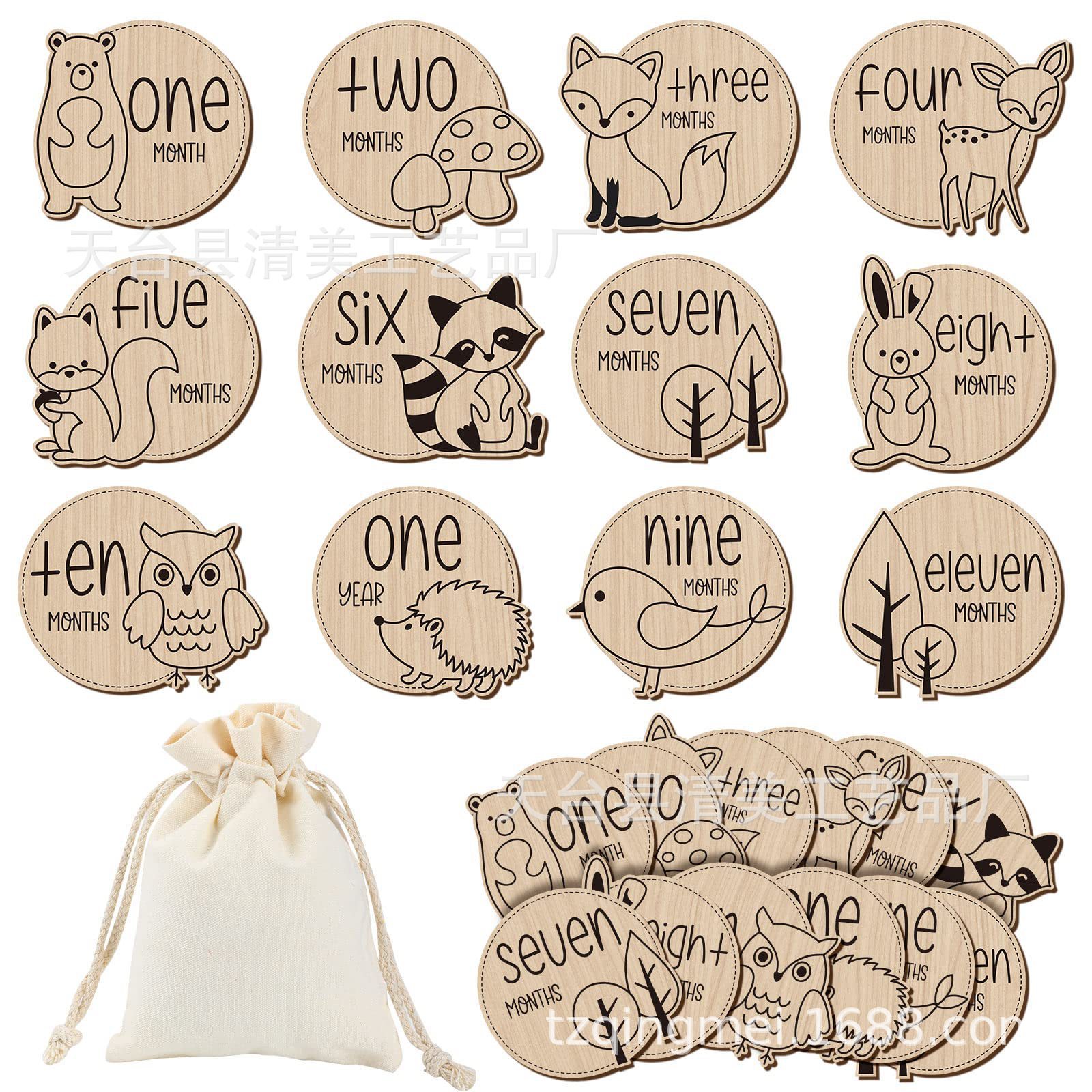 12 hitos de madera para bebés, decoración de madera, dibujos animados de bricolaje, tarjeta de rosa para bebés, logotipo de nacimiento, artesanía de fiesta