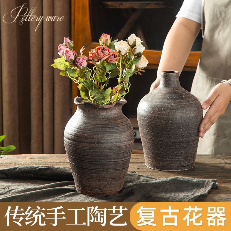 Nuevo vasos de cerámica china retro decoración zen flores secas maceta de cerámica hidropónica