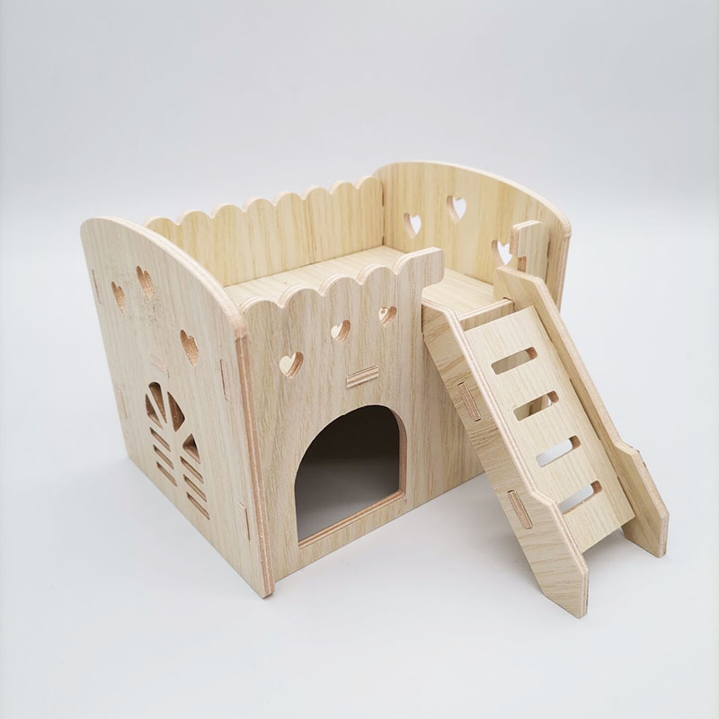 Hámster de madera suministros paisajismo hámster nido mini muebles decoración Villa madera maciza pequeña casa otoño