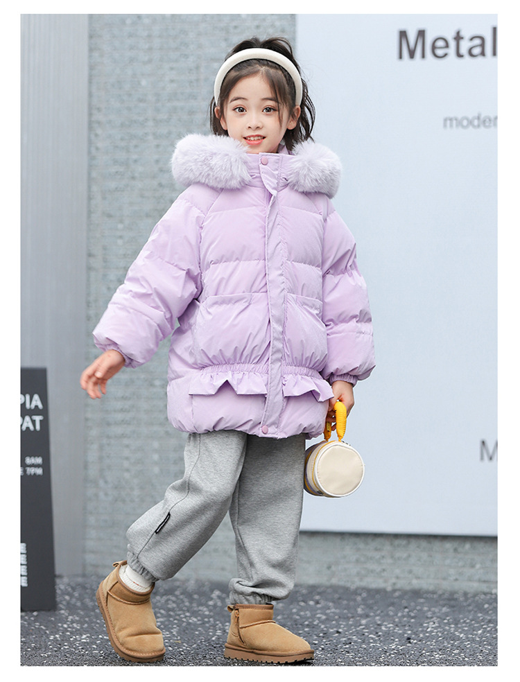 Winter children's New girls' down jacket Mid length thick collar Korean version jacket【_voghion.com