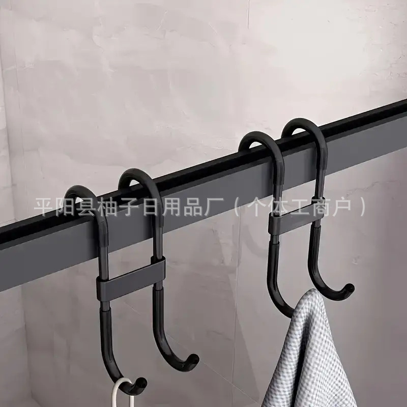 Multifunctional Door Back Hook, Double-Sided Clothes-Free Hook, Bathroom Glass Door Kitchen Hook, Back Hanging Double Hook, S-Shaped Hook
