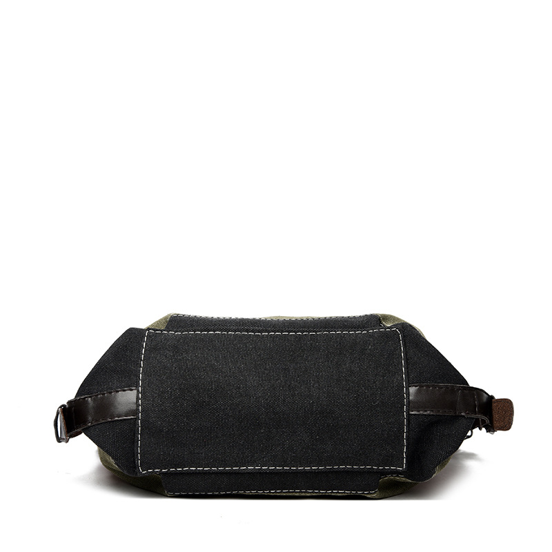 Cross-Border New Canvas Casual Retro Fashion Academic Style Large Capacity Women's Shoulder And Crossbody Contrast Patchwork Bag - Thumbnail 5