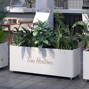 Outdoor Stainless Steel Flower Box with Rounded Corners, Flower Trough, Cafe, Milk Tea Shop, Outdoor Fence, Partition, Iron Flower Pot, Balcony