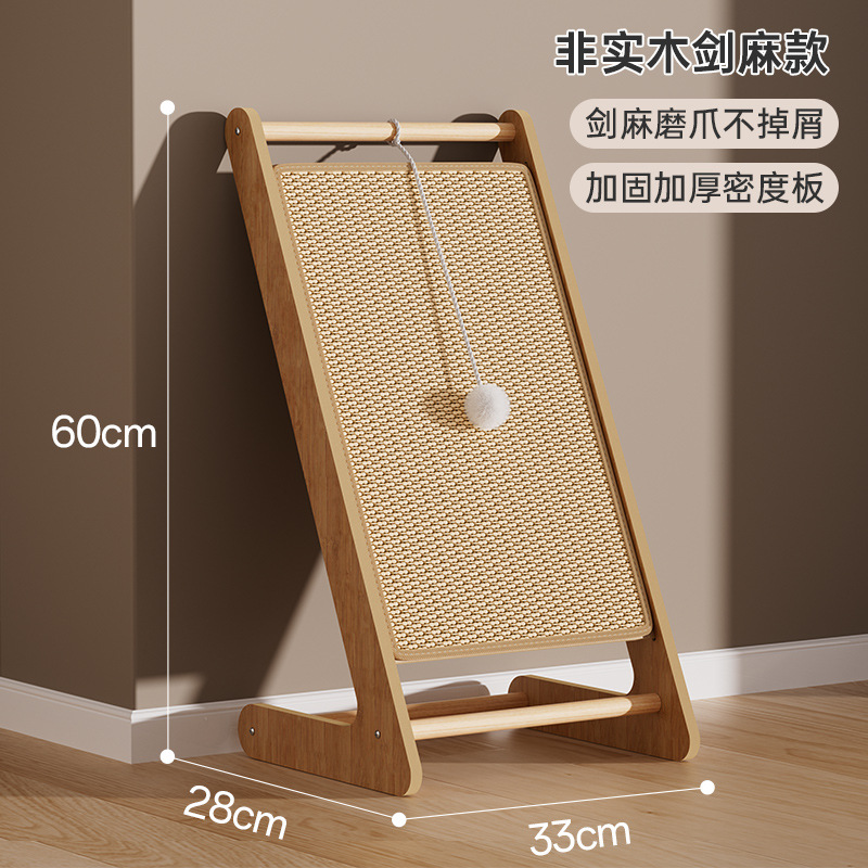 Triángulo con bola de madera sólida seda gato agarrar placa no cae desgaste vertical gato agarrar almohadilla gato agarrar columna seda cuerda juguete gato