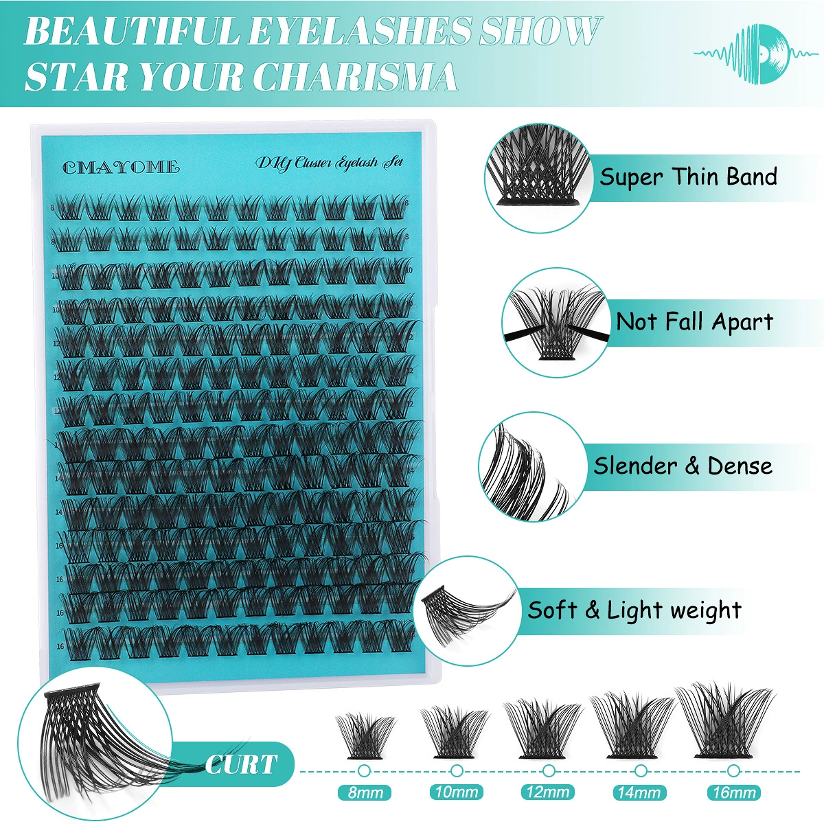 False Eyelash Set DIY, Curled Dense Cluster Lashes, Separate Tufts (252 pcs)