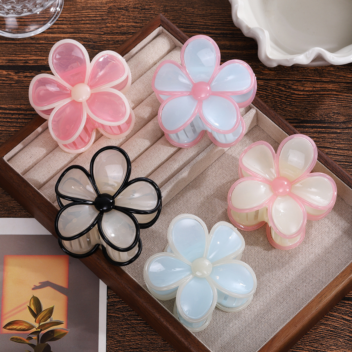 Huevo flor broca de pelo grande empalme dulce diaria textura tierna versátil retró placa de cabello adornamiento de cabello nueva flor coreana