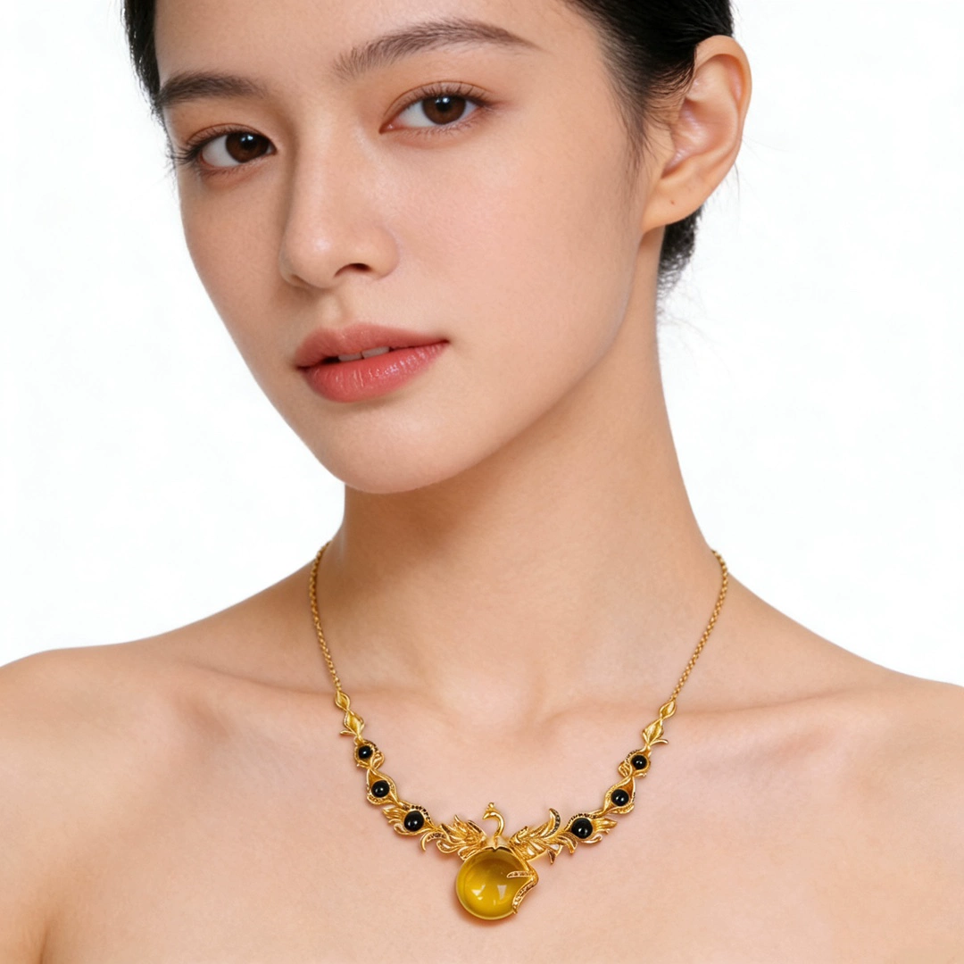 4-25 мм мексиканский синий янтарь Phoenix Dance Nine Days S925 комплект ожерелья из стерлингового серебра Феникс символизирует благополучие и благородство