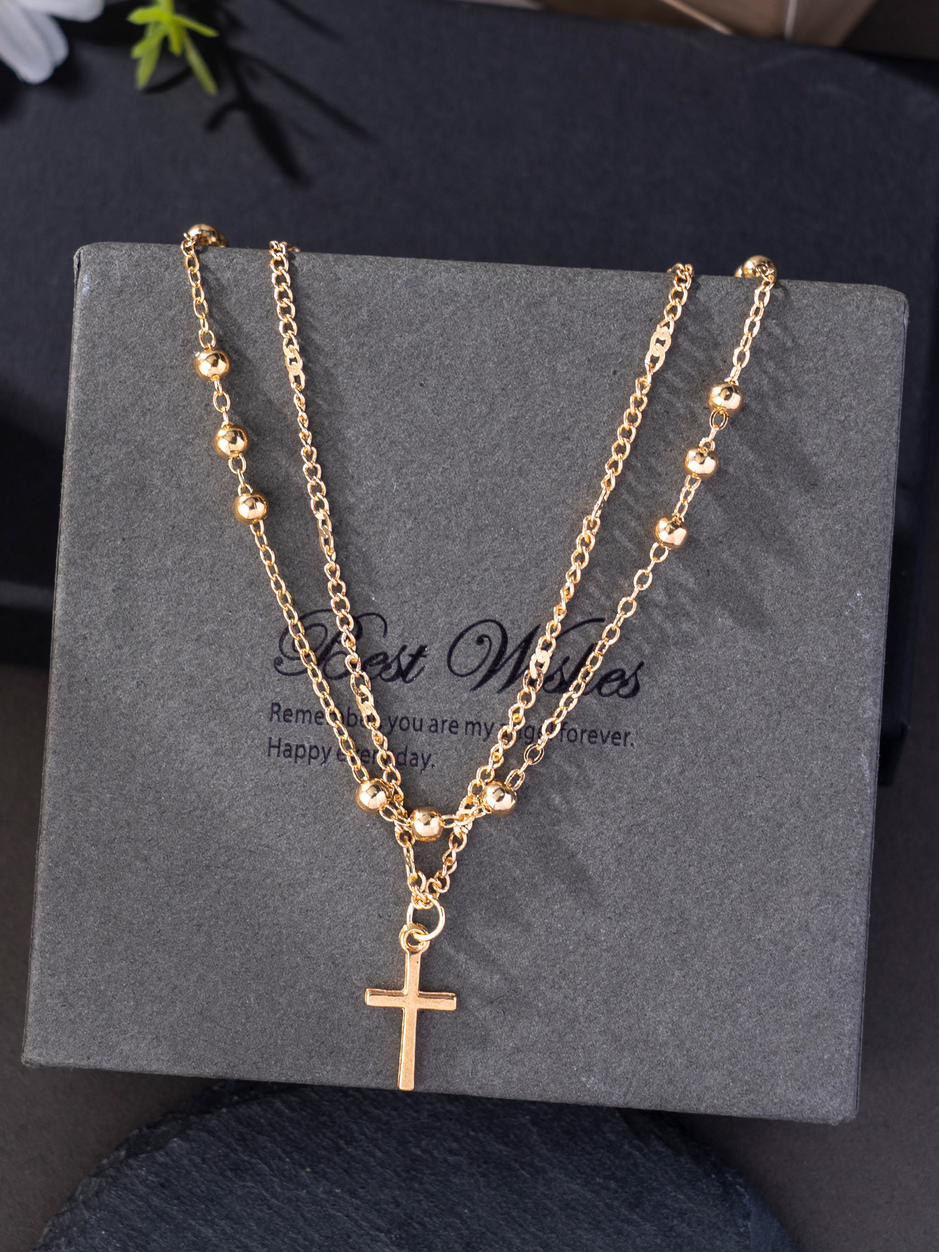 Retro Classic Style Cross Alloy Cable Chain Layered Necklaces Wholesale display picture 2