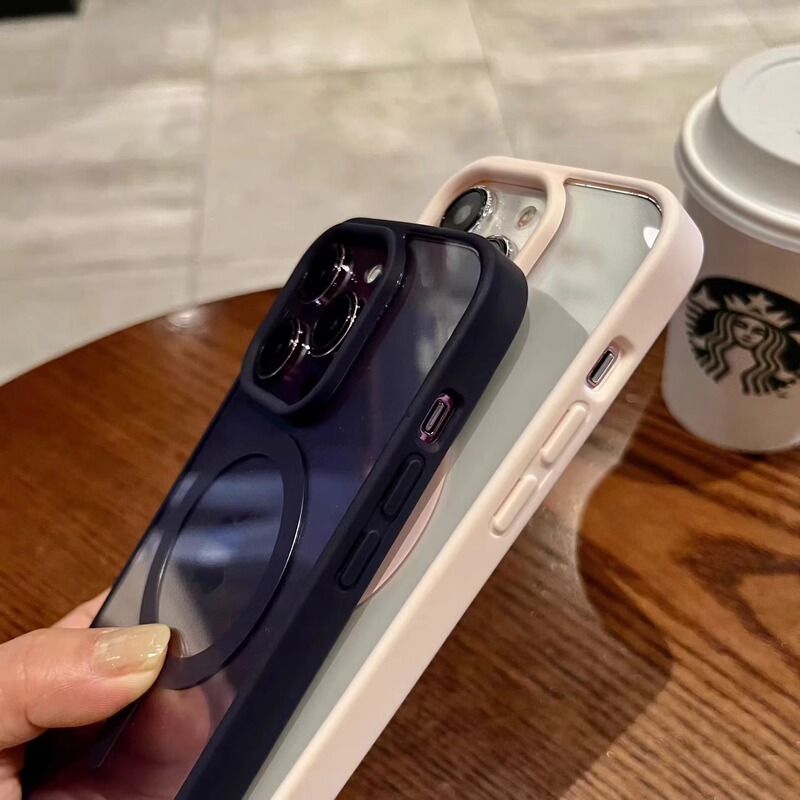 马卡龙硅胶磁吸苹果16pro透明手机硬壳iphone17亚克力磨砂保护套|undefined