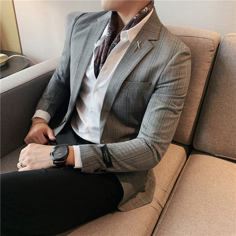 Spring 2023 Men's Plaid Suit Jacket Slim-fit Suit Jacket Men's Singles Western British Plaid Dress Suit Spring 2023 Men's Plaid Suit Jacket Slim-fit Suit Jacket Men's Singles Western British Plaid Dress Suit