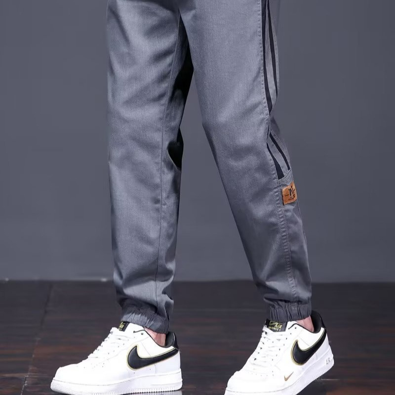 Pantalones casuales, pantalones vaqueros sueltos de talla grande para hombres, pantalones largos Harlan juveniles de todo fósforo a rayas, marca de moda perezosa