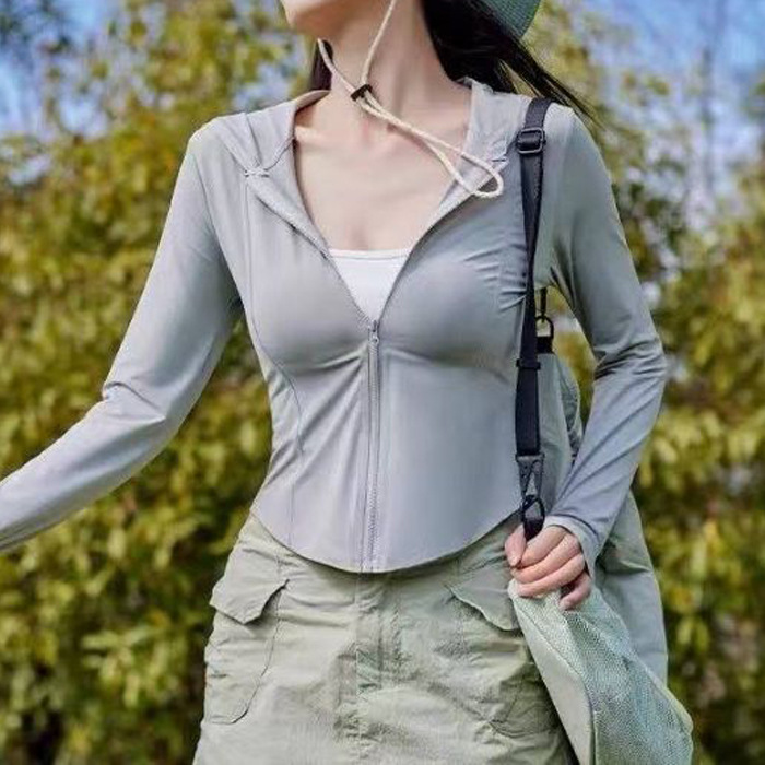 Chaqueta de Protección Solar Tacto Frío para Mujer de Poliéster con Cremallera para Verano
