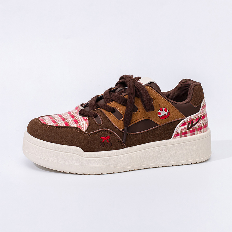 Zapatos de suela alta y gruesa, pastel de cereza de mujer, zapatos casuales lindos, calentamiento de invierno, zapatos de algodón de moda universal