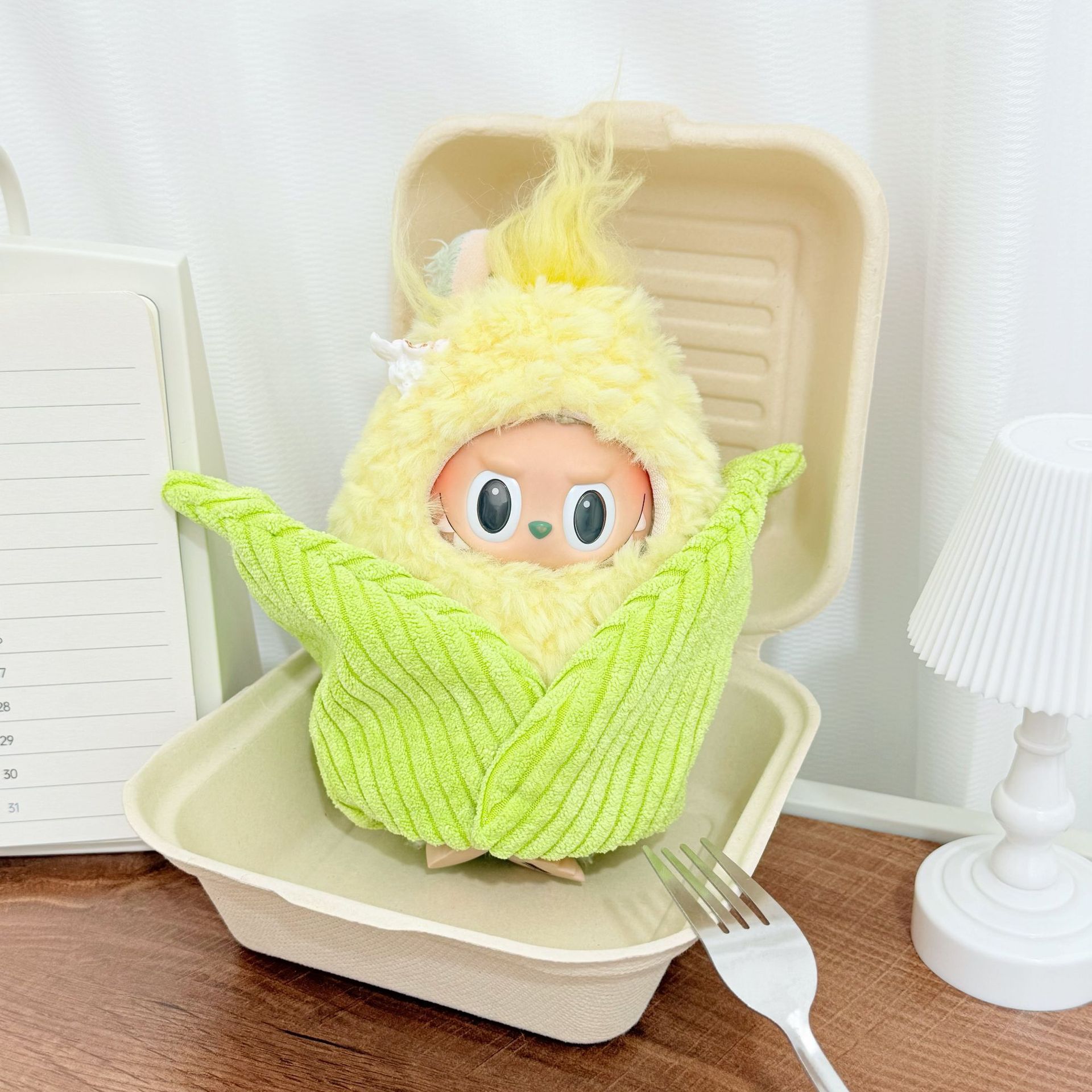 Abeja Linda ropa de muñeca de algodón pequeño sombrero de abeja estilo animal desgaste a juego ropa de muñeca accesorios de felpa ropa