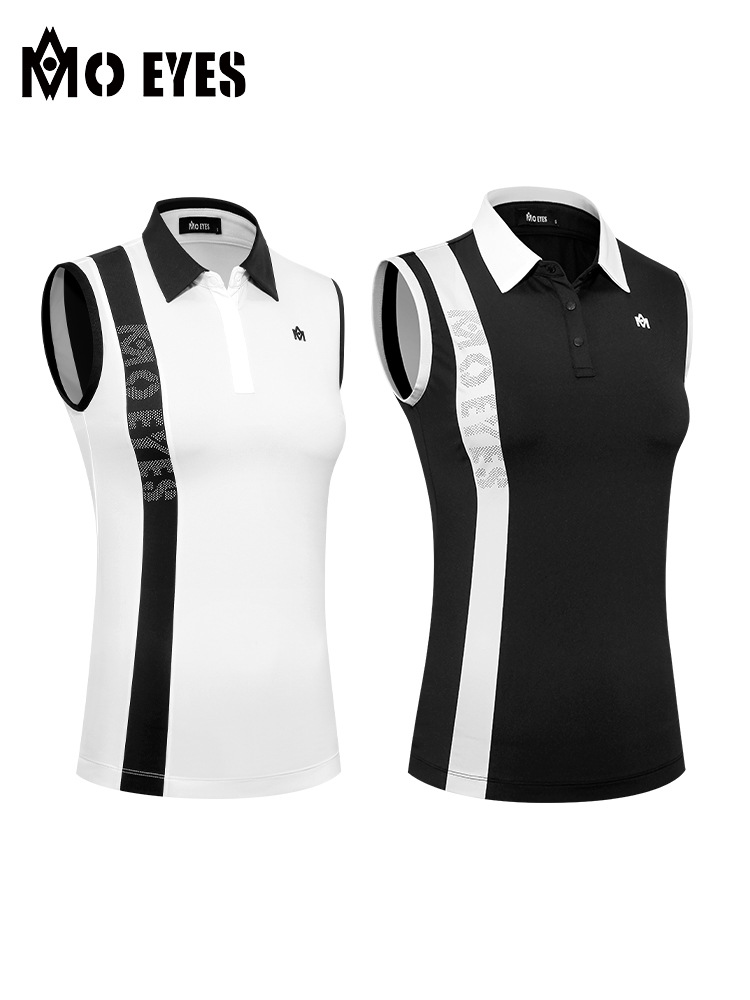 Áo thun không tay thể thao golf Moeyes Magic Eye co giãn cao, nhanh khô — M23YF014-Áo màu đen, M23QZ003-Váy ngắn màu trắng, M23YF014-Áo màu trắng, M23QZ003-Váy ngắn màu đen