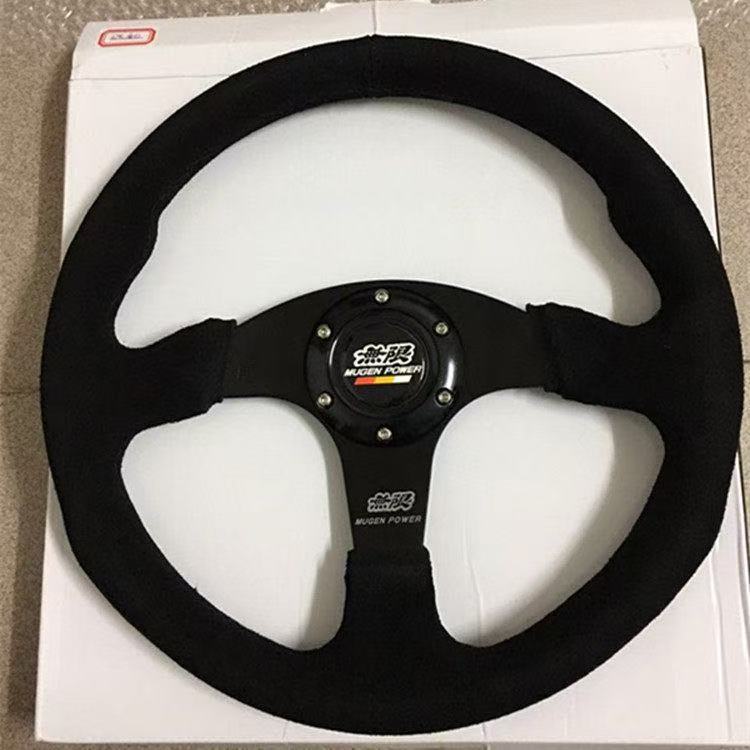 Car modification 14inch MUGEN universal quick-release racing sports steering wheel made of genuine suede leather