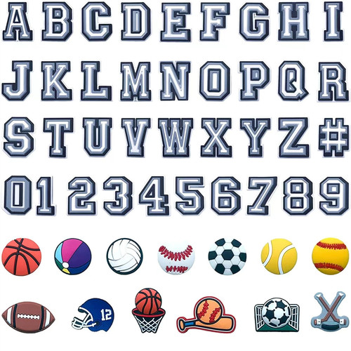 PVC black and white gray letter shoe flower shoe buckle number hole shoe DIY accessory hole shoe decoration accessories