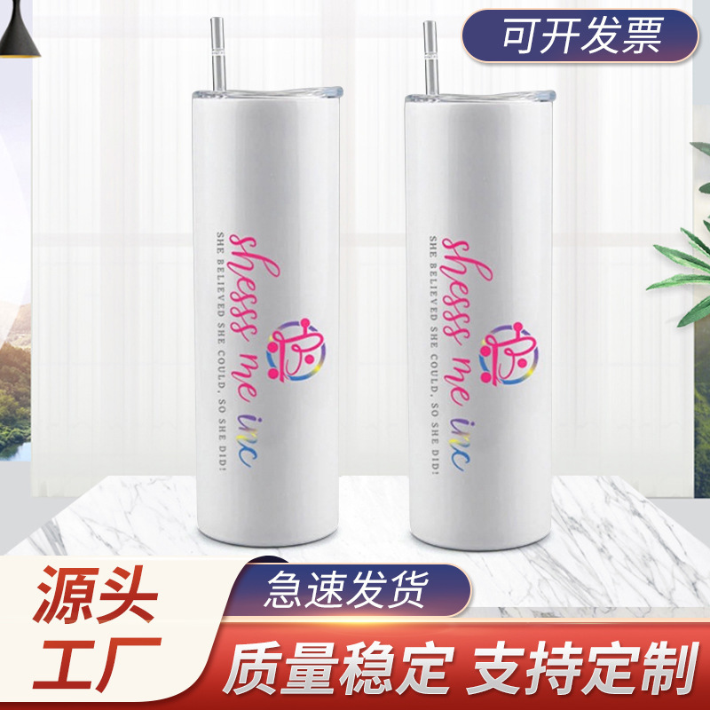 Cross-Border Sublimation Straight Cup Skinnytumbler Stainless Steel Straw Cup with Logo Insulated Water Cup