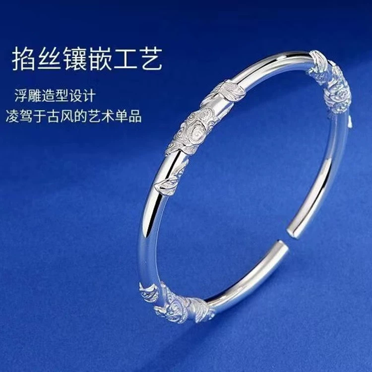 Ювелирный набор Yi Ying Factory Solid Flower Bangle с бабочкой подвеской - дизайн сдвижной кнопки-цветка, подарок для женщин