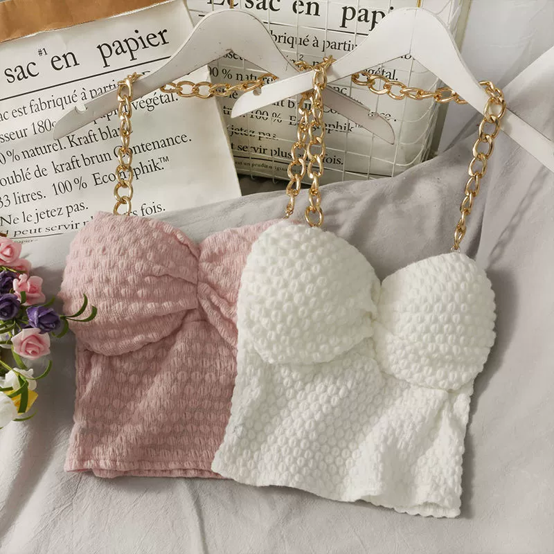 Французский стиль, нишевая металлическая цепочка, бретелька на шее, сексуальный женский летний облегающий топ, короткий жилет