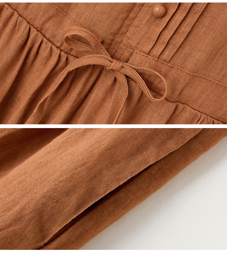 Đầm maxi nữ thắt eo cotton linen 2025 form rộng thanh lịch — màu sắc, Xanh lông mòng đen chi tiết 25