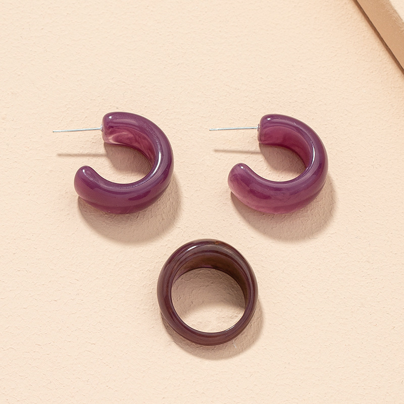 Einfache Mode Kreis Acryl Ohrringe Ring Set display picture 4