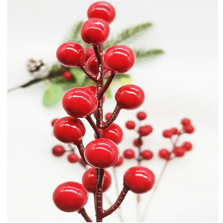 Simulación transfronteriza fruta roja Fruta de la fortuna de la fruta del Acebo 12 Baya roja Año Nuevo decoración del hogar inauguración de la casa nueva decoración del hogar