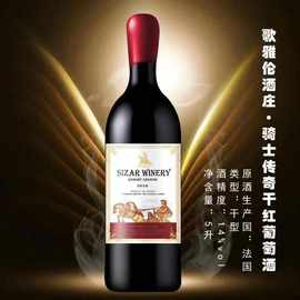 法国进口红酒干红葡萄酒5L大酒蜡封帽定制源头批发代发礼盒装红酒