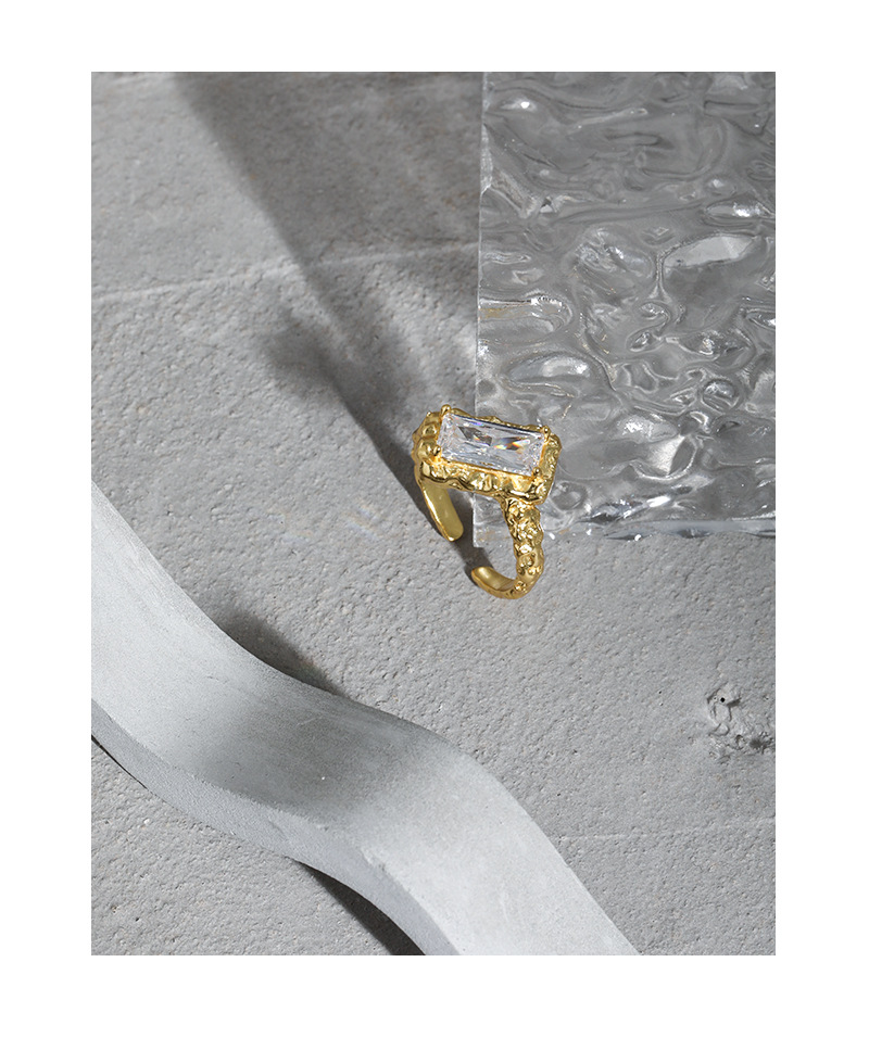 Fashion Square Sterling Silver Open Ring Plating Inlay Zircon 925 Silver Rings