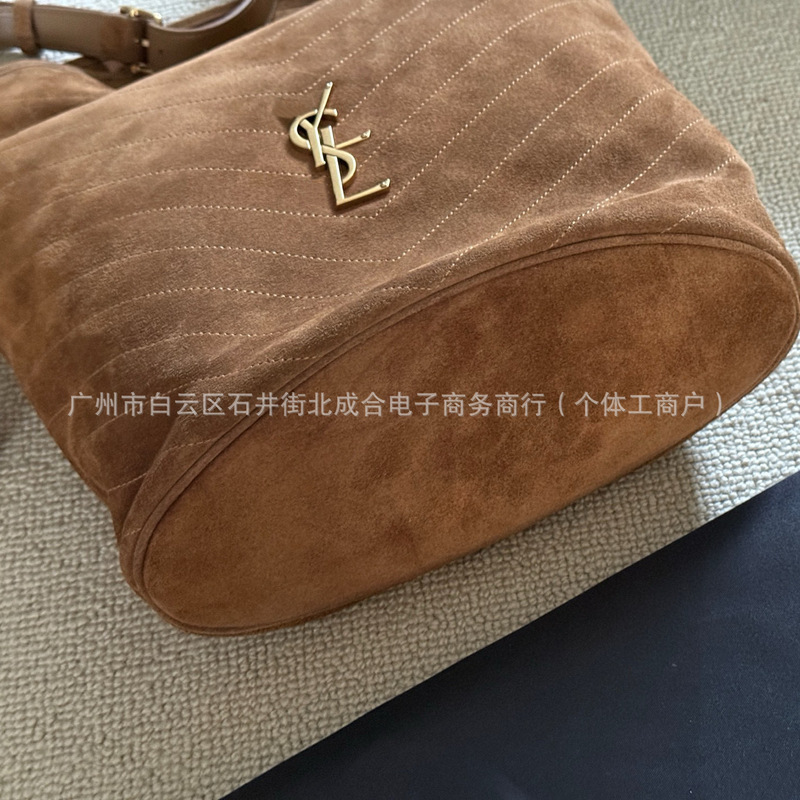 2025早秋新款磨砂牛皮单肩水桶包简约慵懒风大容量通勤单肩斜挎包|undefined