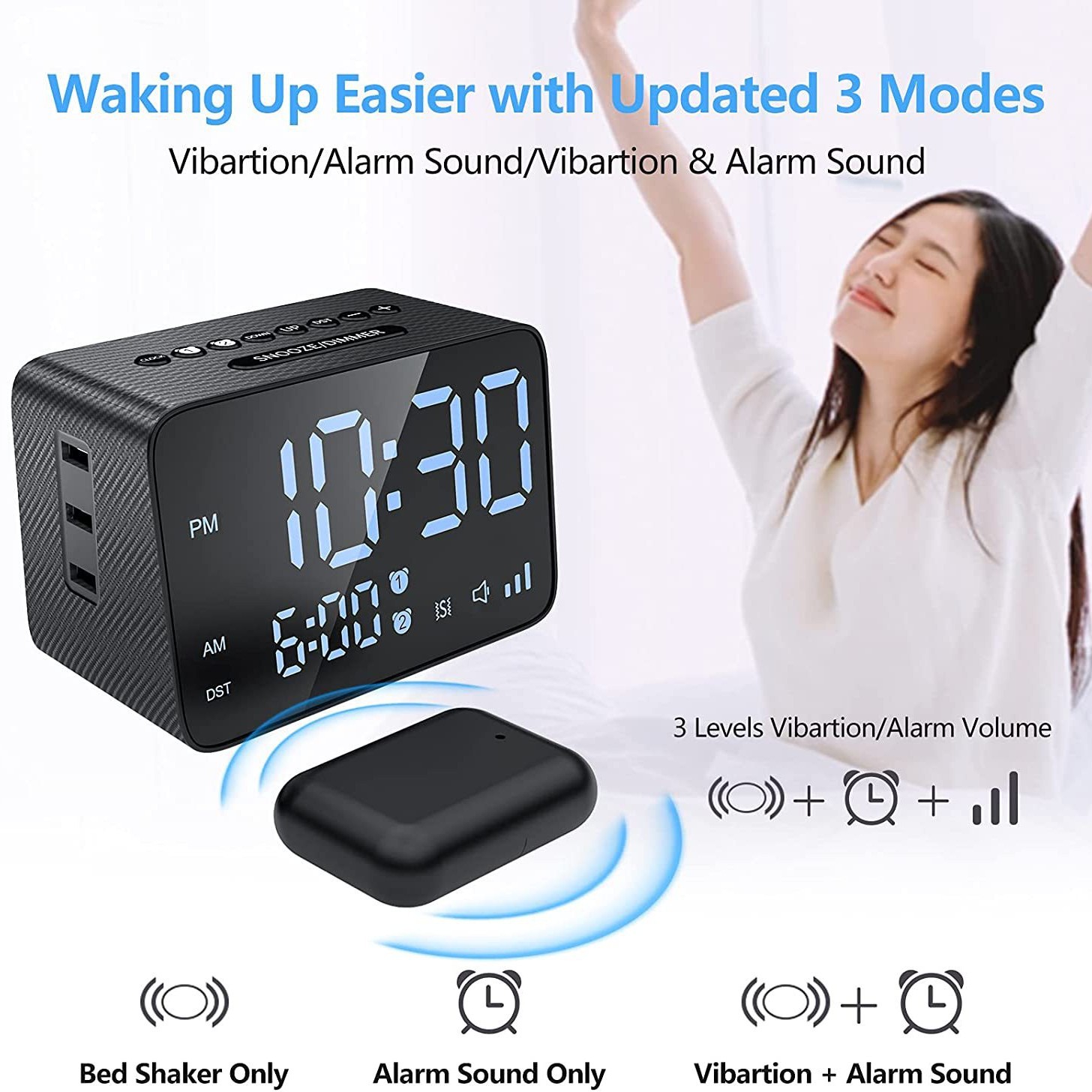 Wireless vibrator alarm clock clock electronic clock vibration alarm…
